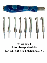 Load image into Gallery viewer, Crochet Handle & Hook Set - Mediterranean Sea (Extra Short for pencil grippers)