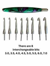 Load image into Gallery viewer, Crochet Handle & Hook Set (Extra Long) - Purple Dragon