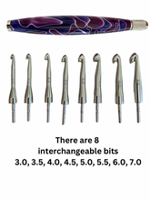 Load image into Gallery viewer, Crochet Handle & Hook Set (Extra Long) - Plum Royale