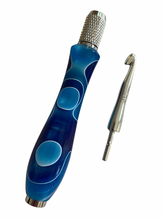 Load image into Gallery viewer, Crochet Handle & Hook Set - Mediterranean Sea (Extra Short for pencil grippers)