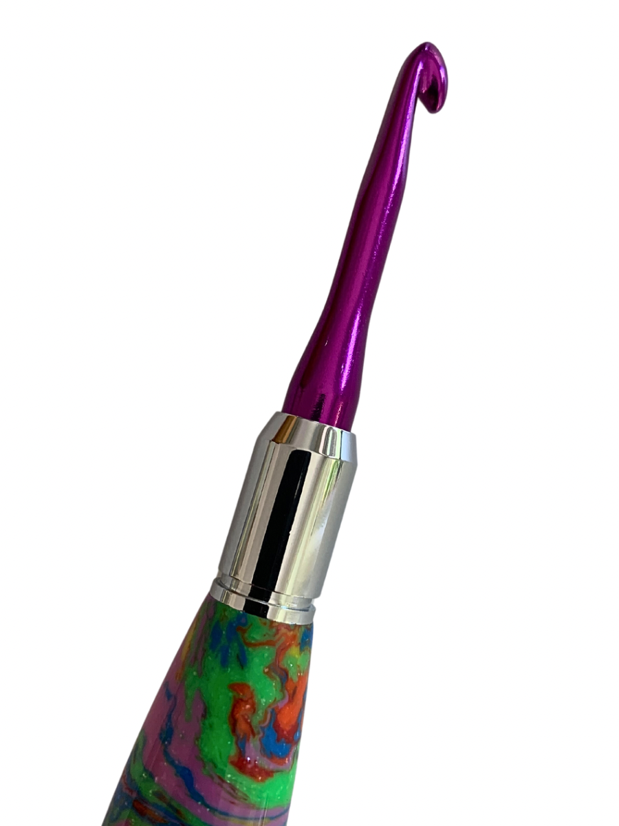 Crochet Handle & Hook Set Rainbow 1 BwA Woodturning