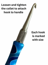 Load image into Gallery viewer, Crochet Handle & Hook Set - Mediterranean Sea (Extra Short for pencil grippers)