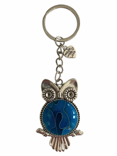 Load image into Gallery viewer, Owl Keychain - Carribbean Waves