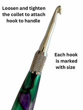 Load image into Gallery viewer, Crochet Handle & Hook Set (Extra Long) - Purple Dragon