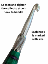 Load image into Gallery viewer, Crochet Handle & Hook Set - Purple Dragon (Extra short for pencil grippers)