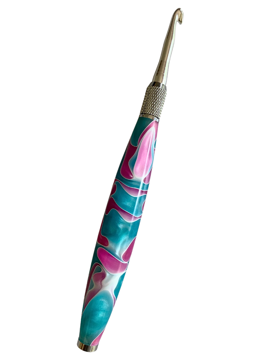 Crochet Handle & Hook Set (Extra Long) Cotton Candy BwA Woodturning