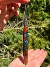 Load image into Gallery viewer, Crochet Handle & Hook Set (Extra Long) - Cocobolo - Steel Blue