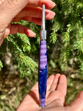Load image into Gallery viewer, Crochet Handle & Hook Set (Extra Long) - BLUEBERRY GRAPE Curly Maple Speciality