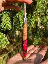 Load image into Gallery viewer, Crochet Handle & Hook Set (Extra Long) - RED / BROWN Maple Burl Speciality