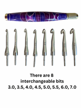 Load image into Gallery viewer, Crochet Handle & Hook Set - Plum Royale (Short for pencil grippers)