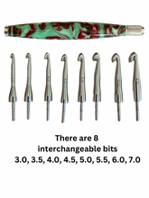 Load image into Gallery viewer, Crochet Handle & Hook Set (Extra Long) - Crimson Mint