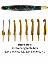 Load image into Gallery viewer, Crochet Handle & Hook Set (Extra Long) - Egyptian Turquoise