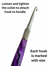 Load image into Gallery viewer, Crochet Handle & Hook Set (Extra Long) - Purple Passion