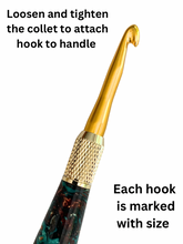 Load image into Gallery viewer, Crochet Handle & Hook Set (Extra Long) - Egyptian Turquoise