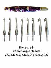 Load image into Gallery viewer, Crochet Handle & Hook Set - Iris (Short for pencil grippers)
