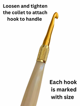 Load image into Gallery viewer, Crochet Handle & Hook Set (Extra Long) - Mother of Pearl