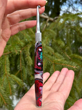 Load image into Gallery viewer, Crochet Handle & Hook Set (Extra Long) - Minty Magenta GLITTER