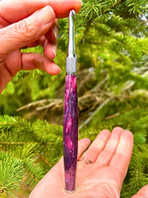 Load image into Gallery viewer, Crochet Handle & Hook Set (Extra Long) - Amethyst Stardust - GLITTER FILLED