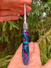 Load image into Gallery viewer, Crochet Handle & Hook Set - Crushed Velvet (Short for pencil grippers)