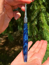 Load image into Gallery viewer, Crochet Handle & Hook Set (Extra Long) - Indigo Starburst
