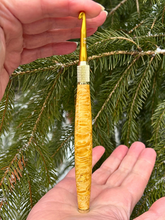 Load image into Gallery viewer, Crochet Handle & Hook Set (Extra Long) - Box Elder Burl - Yellow