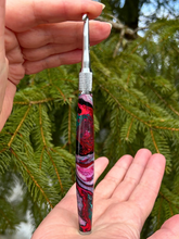 Load image into Gallery viewer, Crochet Handle & Hook Set (Extra Long) - Minty Magenta GLITTER