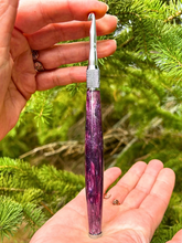 Load image into Gallery viewer, Crochet Handle & Hook Set (Extra Long) - Amethyst Stardust - GLITTER FILLED