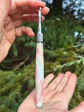 Load image into Gallery viewer, Crochet Handle & Hook Set (Extra Long) - Pearly Pink Opal