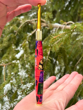 Load image into Gallery viewer, Crochet Handle & Hook Set (Extra Long) - San Salvatore RED Mosaic Explosion