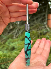 Load image into Gallery viewer, Crochet Handle & Hook Set - COOL MINT GLOW IN THE DARK (Extra short for pencil grippers) Chunky