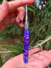 Load image into Gallery viewer, Crochet Handle & Hook Set - Plum Royale (Short for pencil grippers)