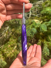 Load image into Gallery viewer, Crochet Handle & Hook Set (Extra Long) - White Diamond Amethyst