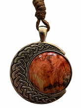 Load image into Gallery viewer, Pendant on Corded Necklace - Red Dyed Buckeye Burl