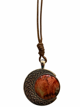 Load image into Gallery viewer, Pendant on Corded Necklace - Red Dyed Buckeye Burl