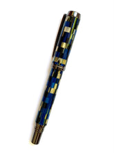 Load image into Gallery viewer, Algonquin Rollerball Pen - Royal Blue & Gold Matrix