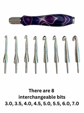 Load image into Gallery viewer, Crochet Handle &amp; Hook Set - Plum Royale
