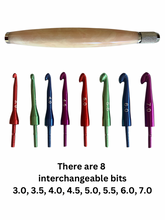 Load image into Gallery viewer, Crochet Handle &amp; Hook Set (Extra Long) - COLOR Changing Polychromatic
