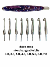 Load image into Gallery viewer, Crochet Handle &amp; Hook Set (Extra Long) - Plum Royale
