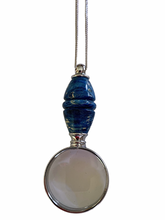 Load image into Gallery viewer, Mini Magnifier on a Chain - Blue Box Elder Burl
