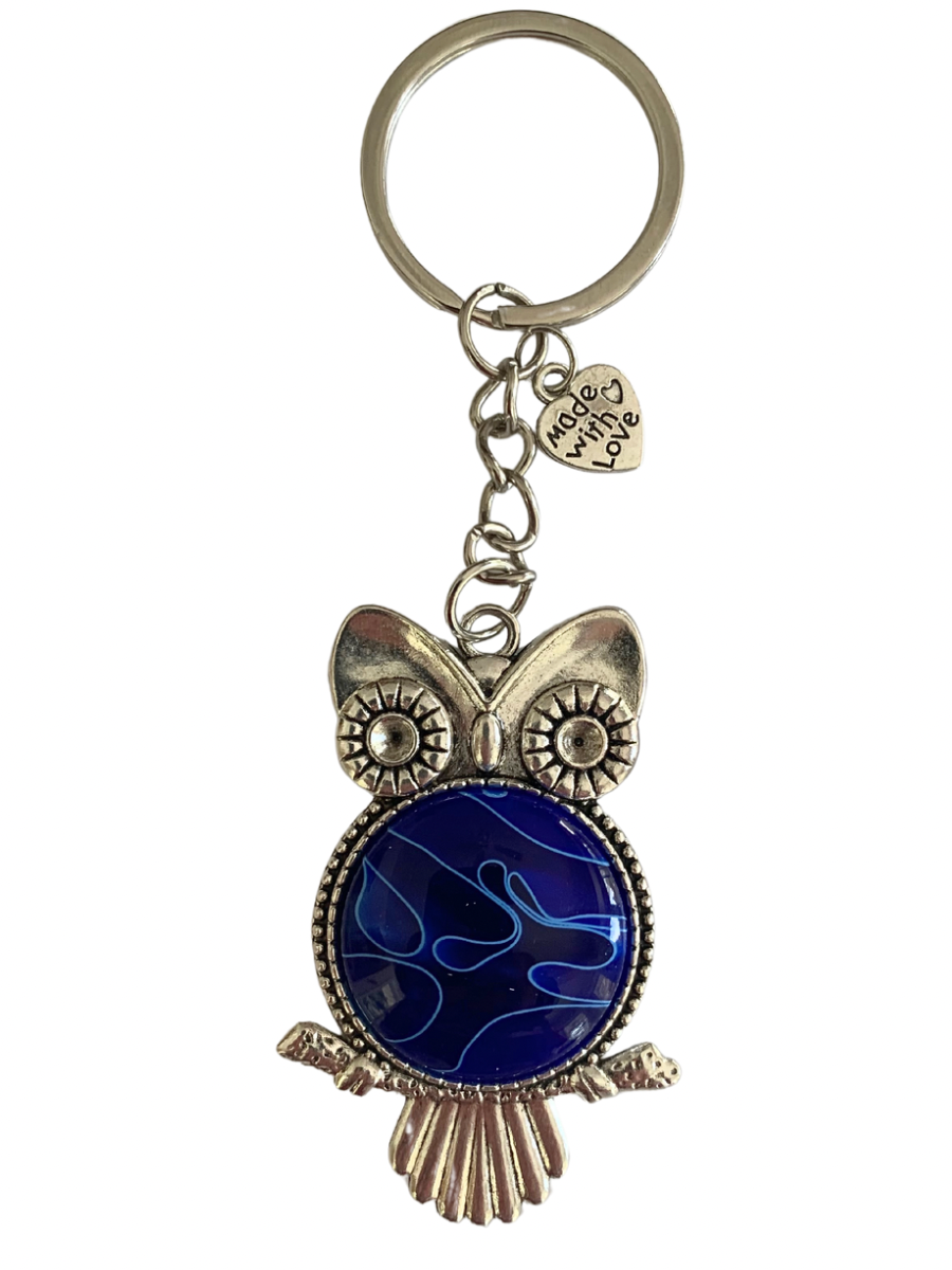 Owl Keychain - Blue Lagoon