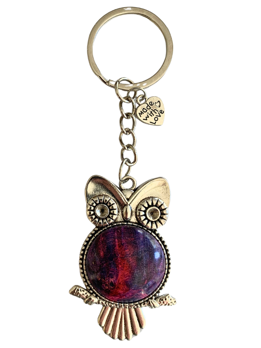 Owl Keychain - Double Dyed Box Elder