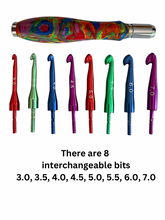 Load image into Gallery viewer, Crochet Handle &amp; Hook Set - Rainbow 2
