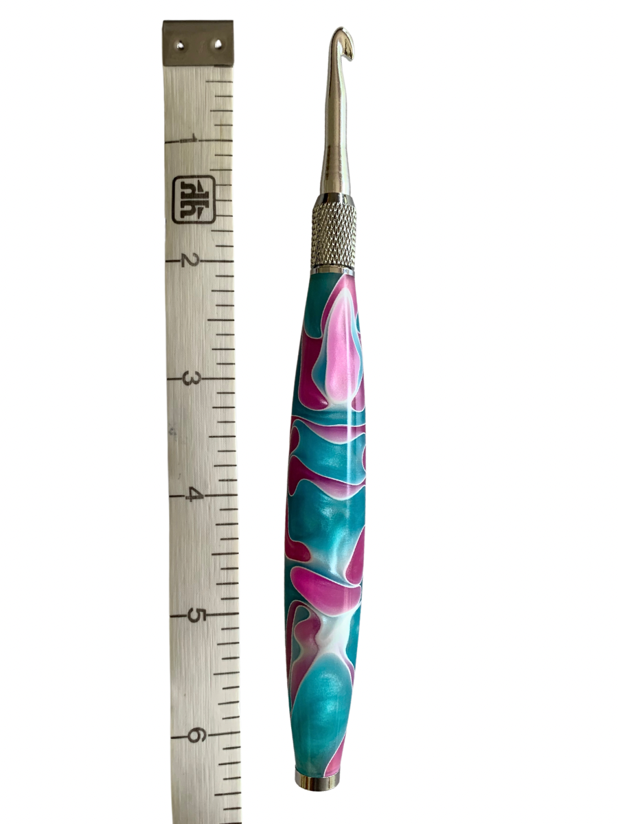 Crochet Handle & Hook Set (Extra Long) Cotton Candy BwA Woodturning