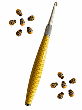 Load image into Gallery viewer, Crochet Handle &amp; Hook Set (Extra Long) - Bee Happy Honeycomb
