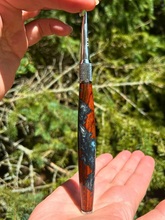 Load image into Gallery viewer, Crochet Handle &amp; Hook Set (Extra Long) - Cocobolo - Steel Blue
