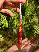 Load image into Gallery viewer, Crochet Handle &amp; Hook Set (Extra Long) - RED / BROWN Maple Burl Speciality
