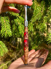 Load image into Gallery viewer, Crochet Handle &amp; Hook Set (Extra Long) - RED / BROWN Maple Burl Speciality
