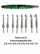 Load image into Gallery viewer, Crochet Handle &amp; Hook Set (Extra Long) - Primary Green
