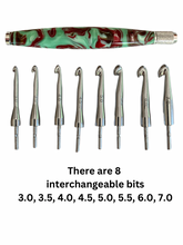 Load image into Gallery viewer, Crochet Handle &amp; Hook Set (Extra Long) - Crimson Mint
