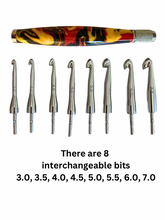 Load image into Gallery viewer, Crochet Handle &amp; Hook Set - Wildfire (Short for pencil grippers)
